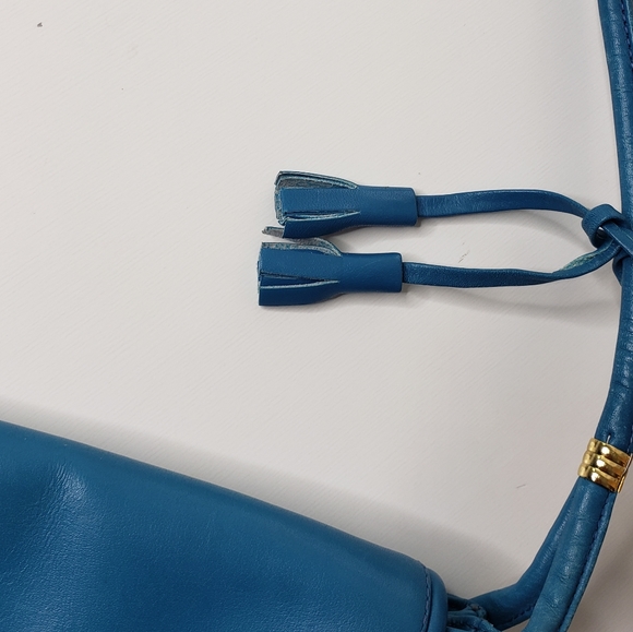 Vintage Italy Tassels Leather Boho Medium Small Festival 80's 90's Shoulder Bag - Picture 5 of 12